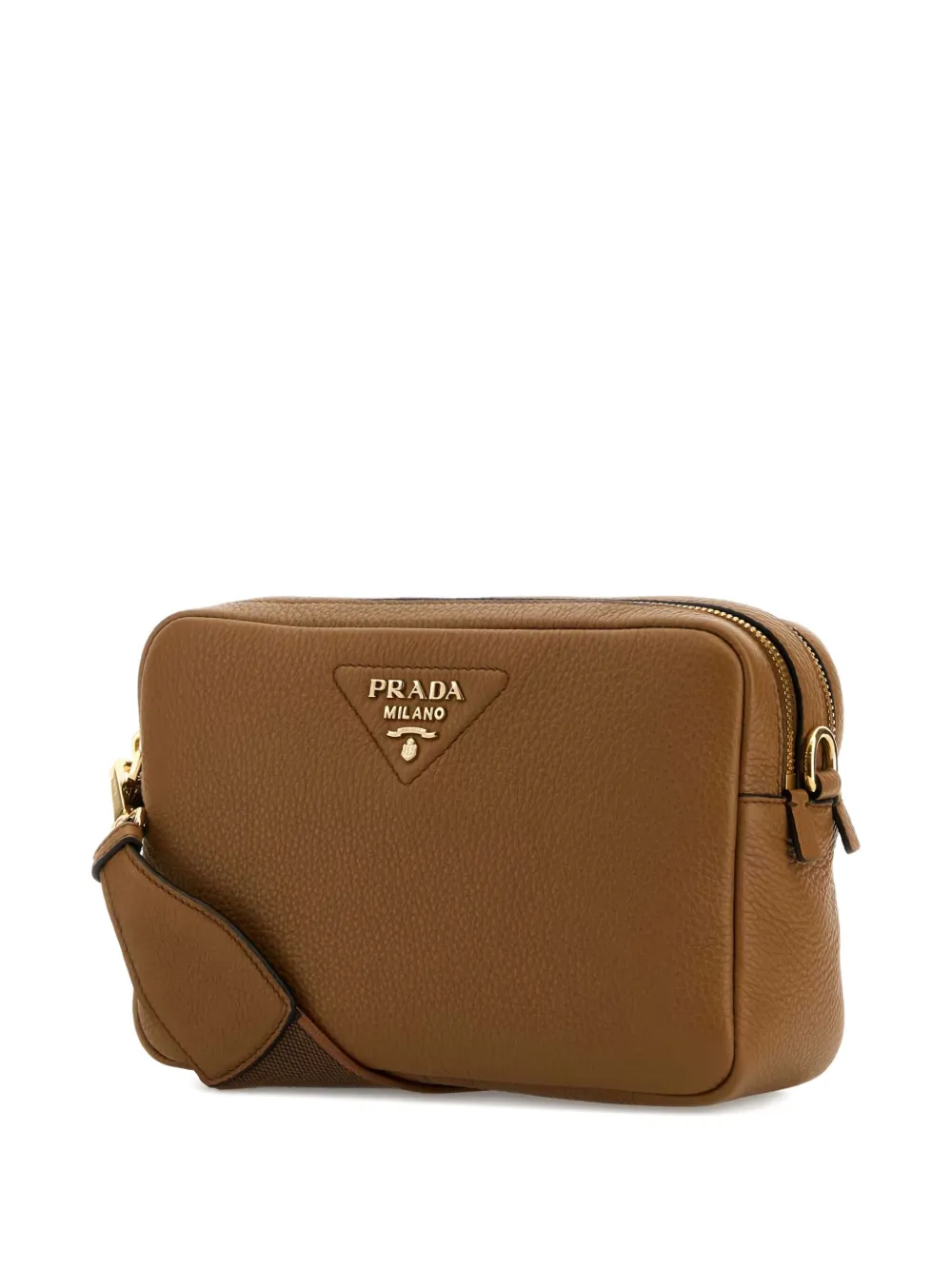 Prada Leren crossbodytas met textuur Bruin