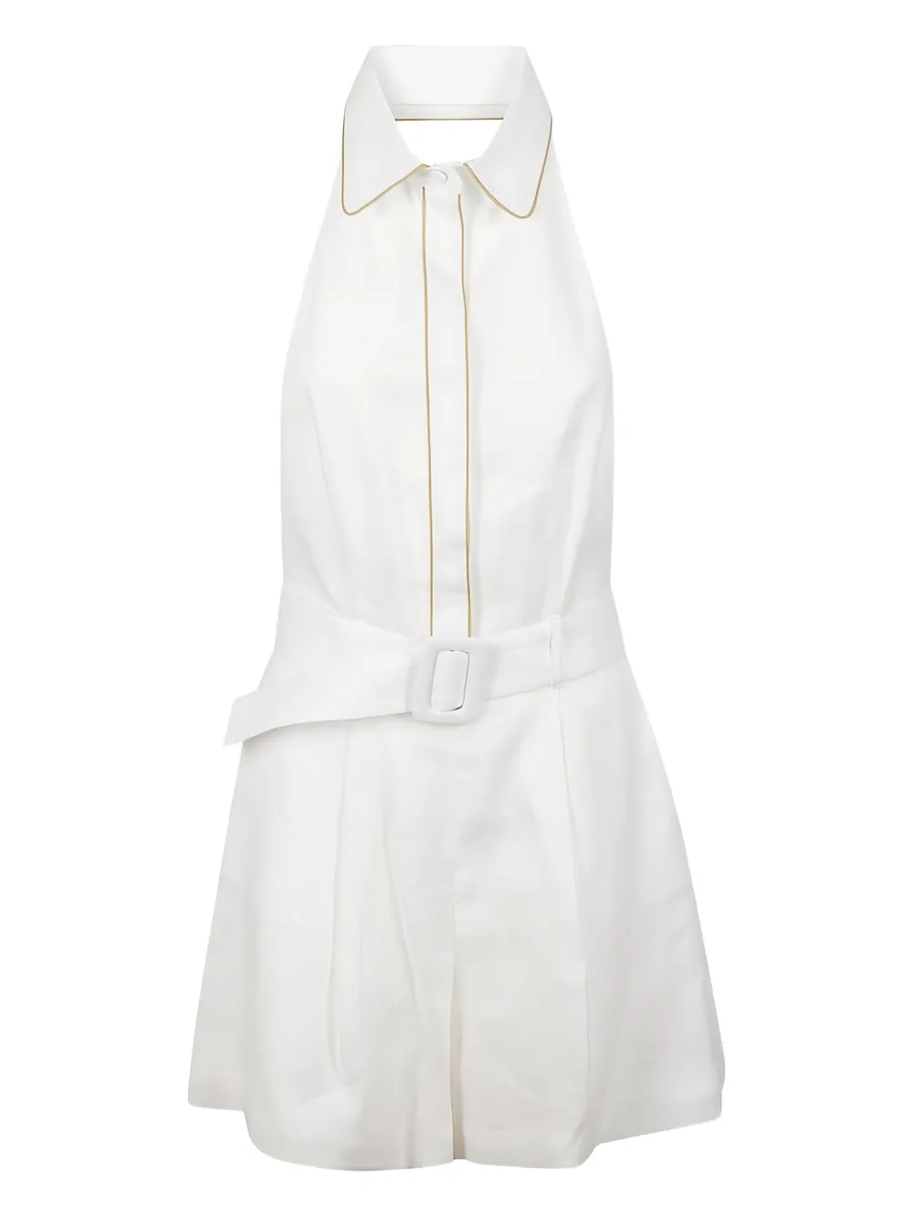 Mvp Wardrobe Halter-neck Belted Jumpsuit In White