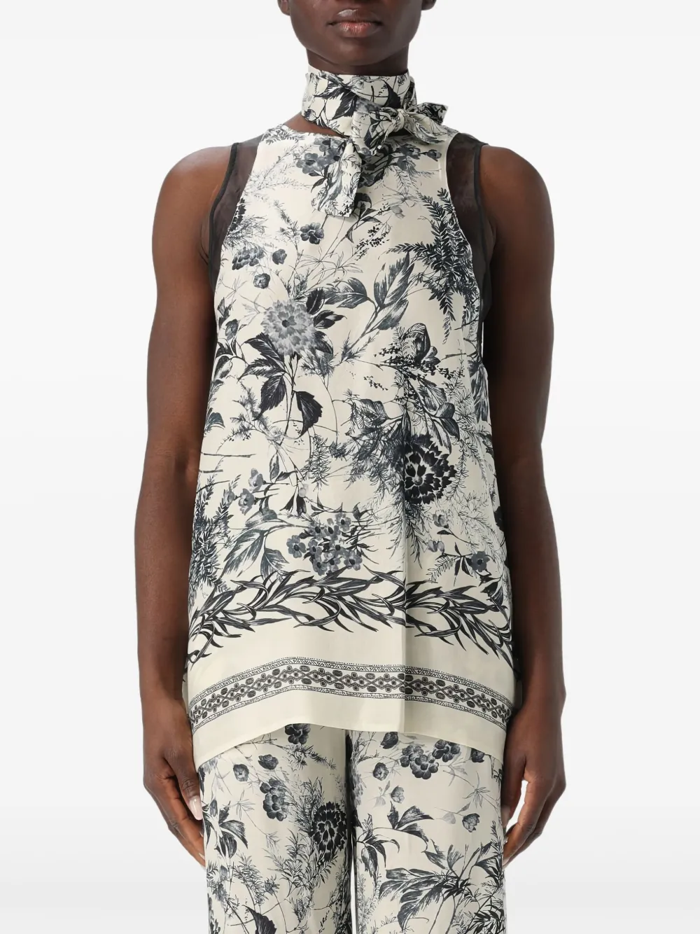 SIMONA CORSELLINI floral-print top | Black | Image 1