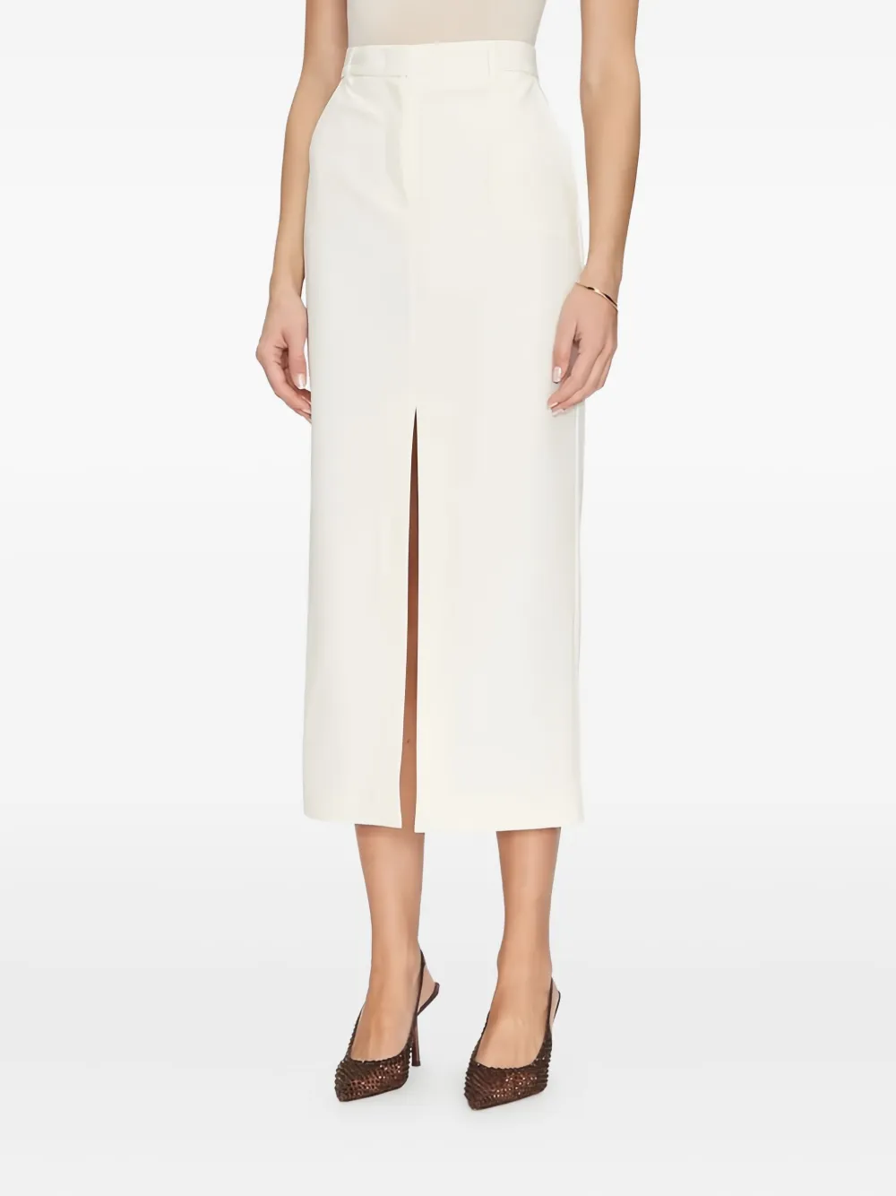 SIMONA CORSELLINI Rok met split aan de voorkant Beige