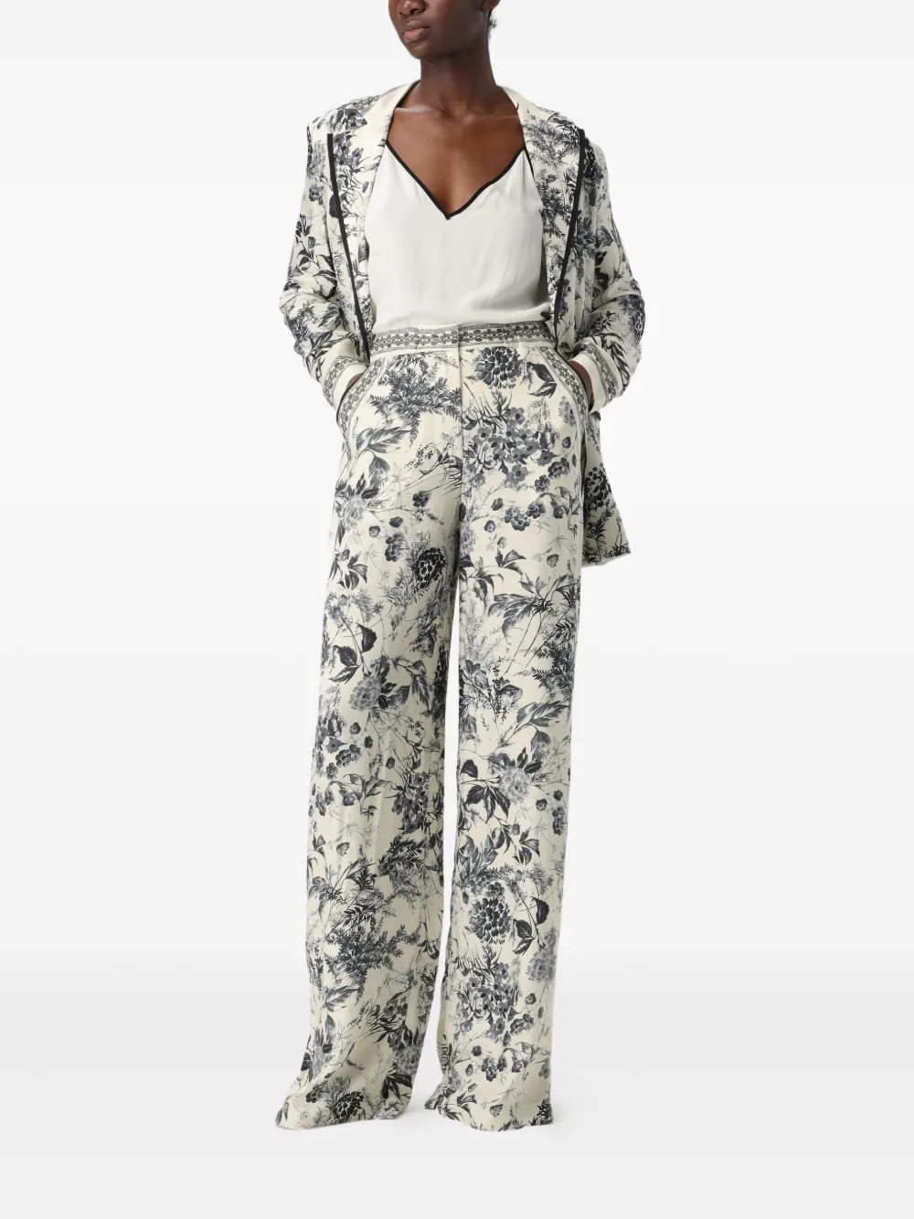 SIMONA CORSELLINI floral-print trousers | High Waisted Pants | Image 2