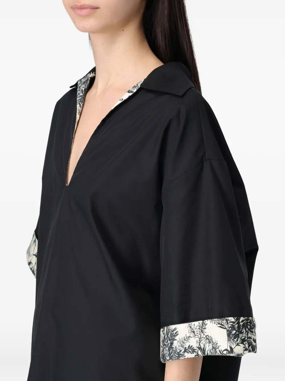 SIMONA CORSELLINI Blouse met print op de manchetten Zwart