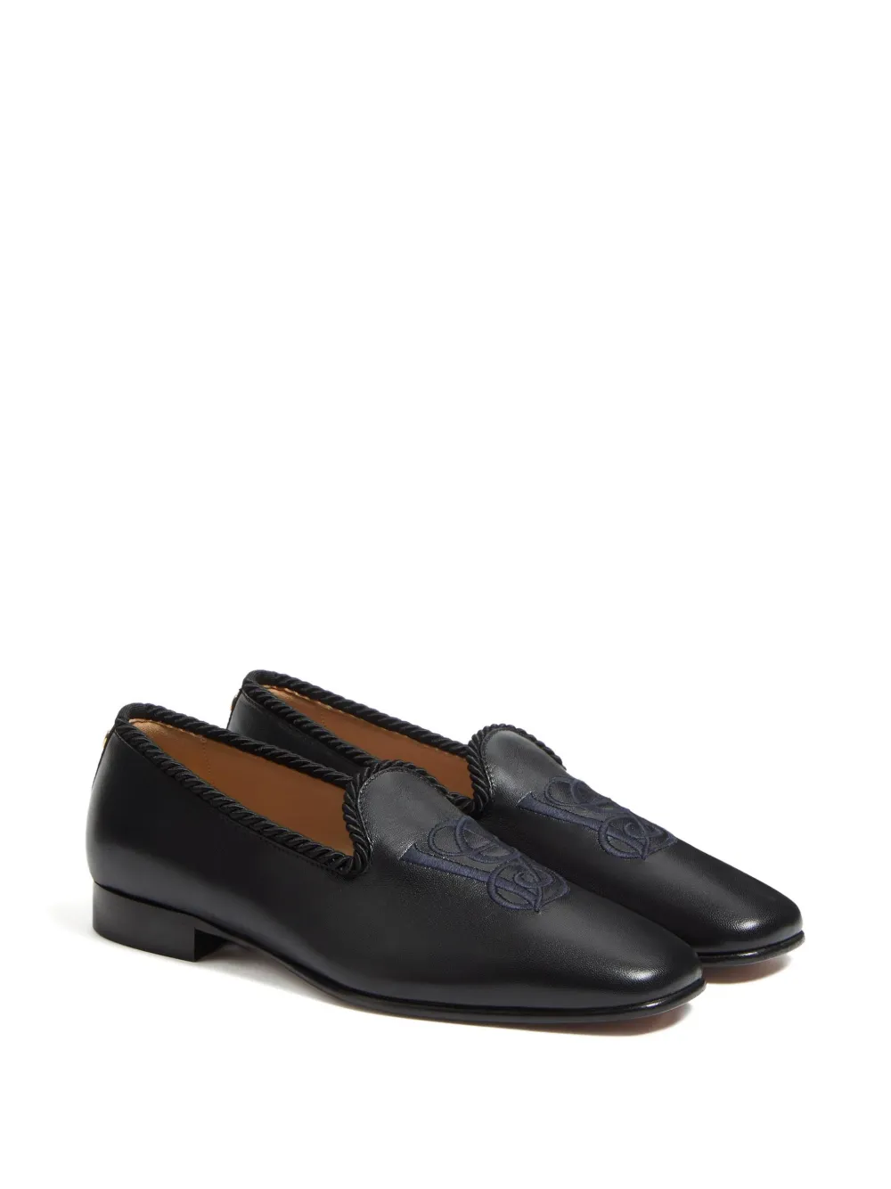 Valentino Garavani embroidered leather loafers Black