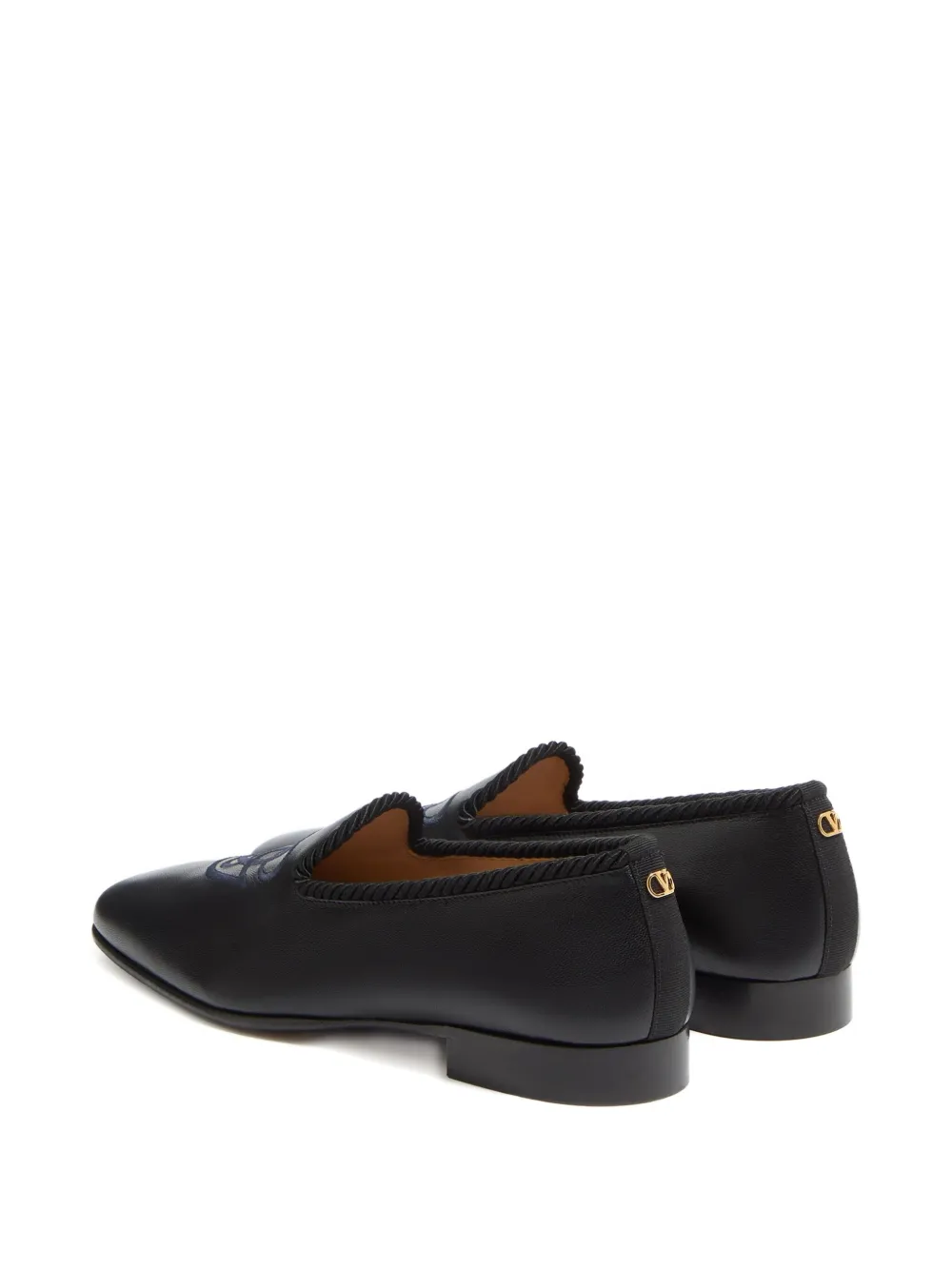 Valentino Garavani embroidered leather loafers Black