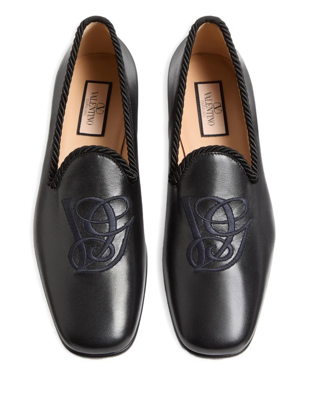 Valentino Garavani embroidered leather loafers Black