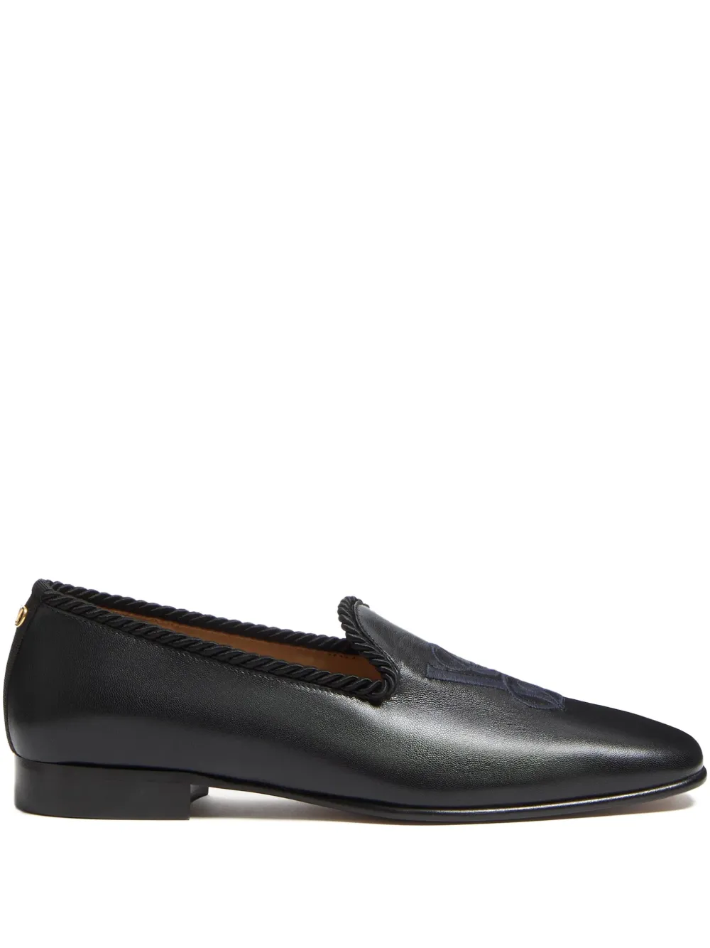 Valentino Garavani embroidered leather loafers Black