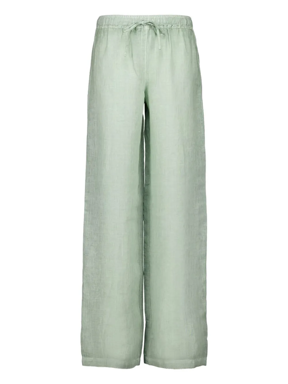 120% Lino Drawstring Linen Pants In Green
