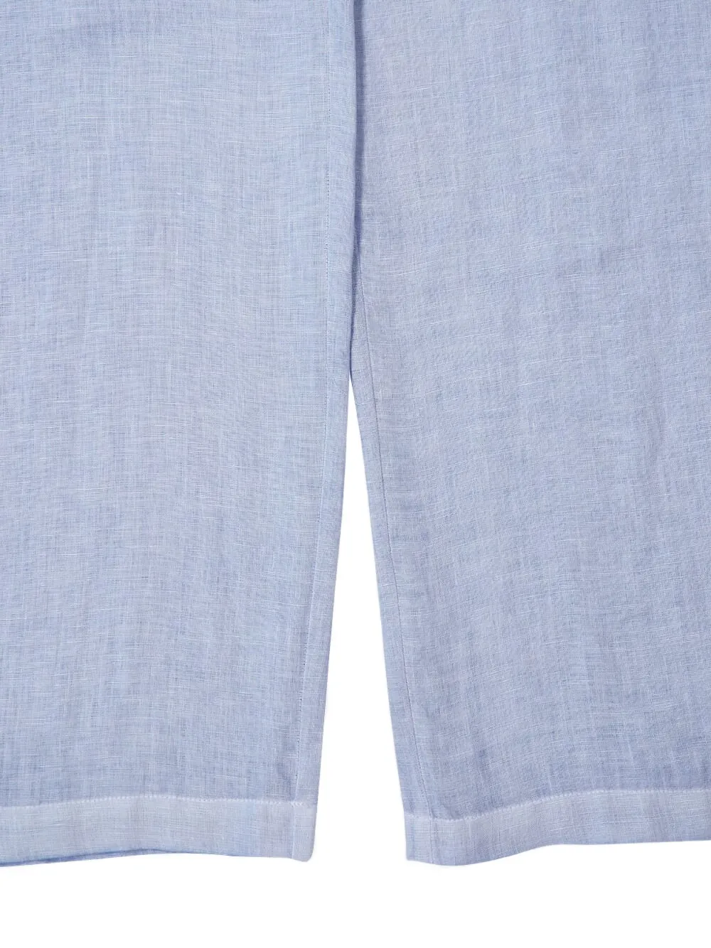 120% Lino Drawstring Linen Pants In Blue