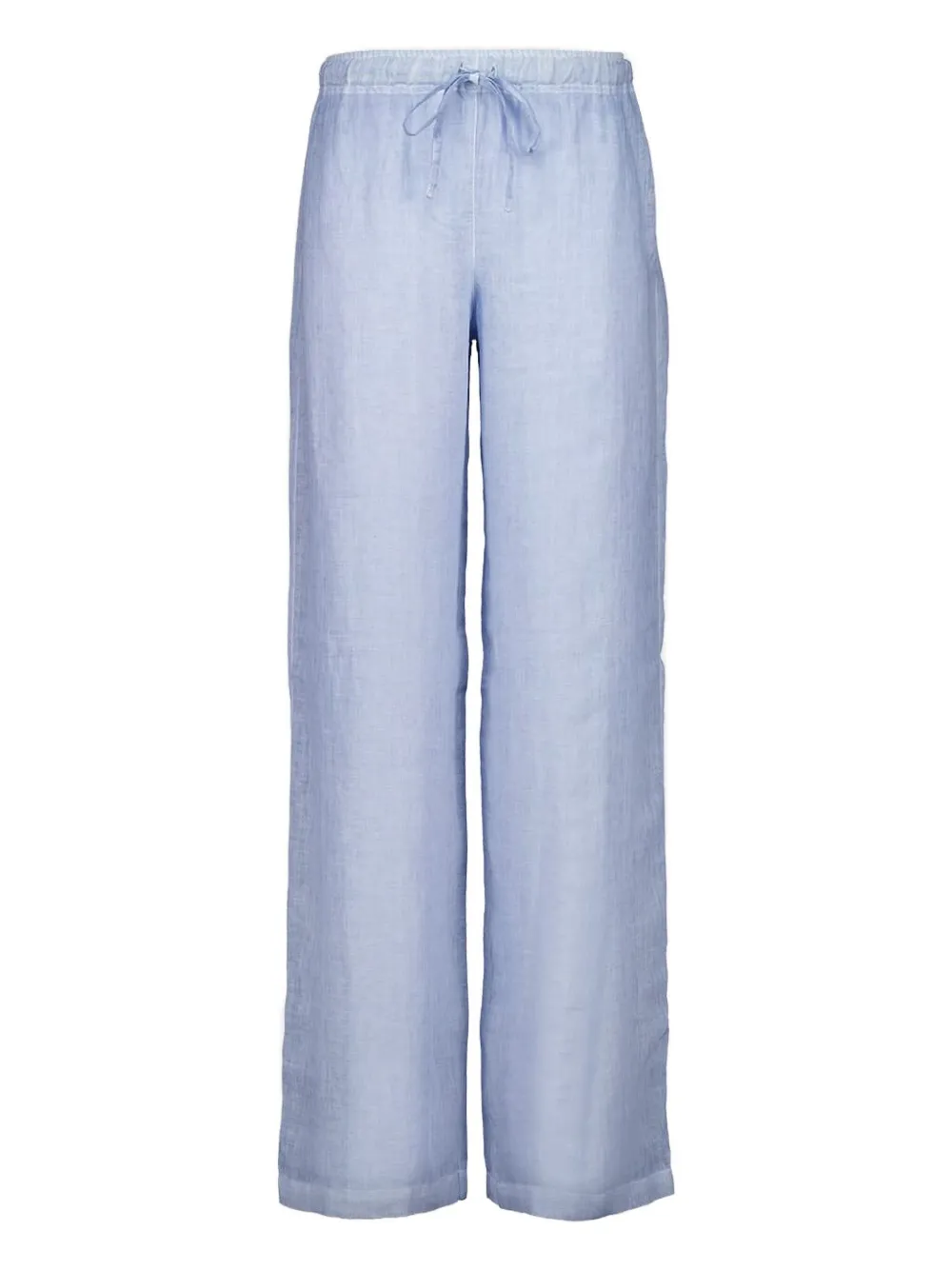 120% Lino Drawstring Linen Pants In Blue