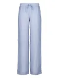 120% Lino drawstring linen pants - Blue