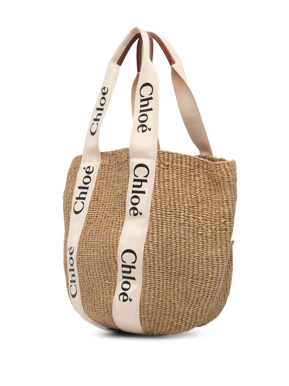 Chloé Pre-Owned 2010-2024 grote Woody Basket Raffia shopper - Bruin