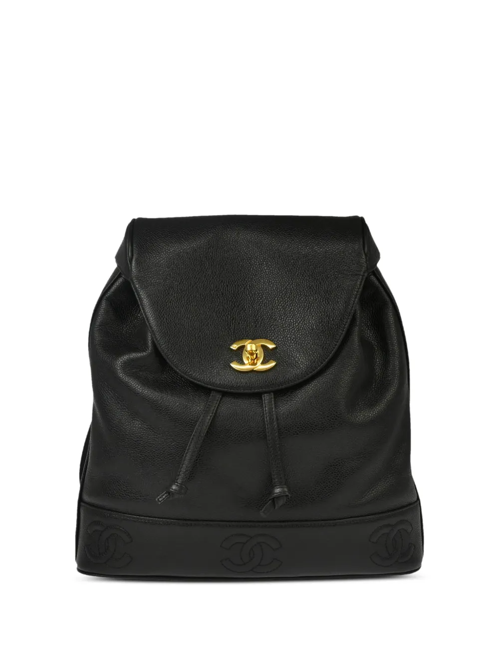 CHANEL Pre-Owned 1997 トリプル ココマーク バックパック - ブラック CHANEL Pre-Owned 1997 トリプル ココマーク バックパック - ブラック