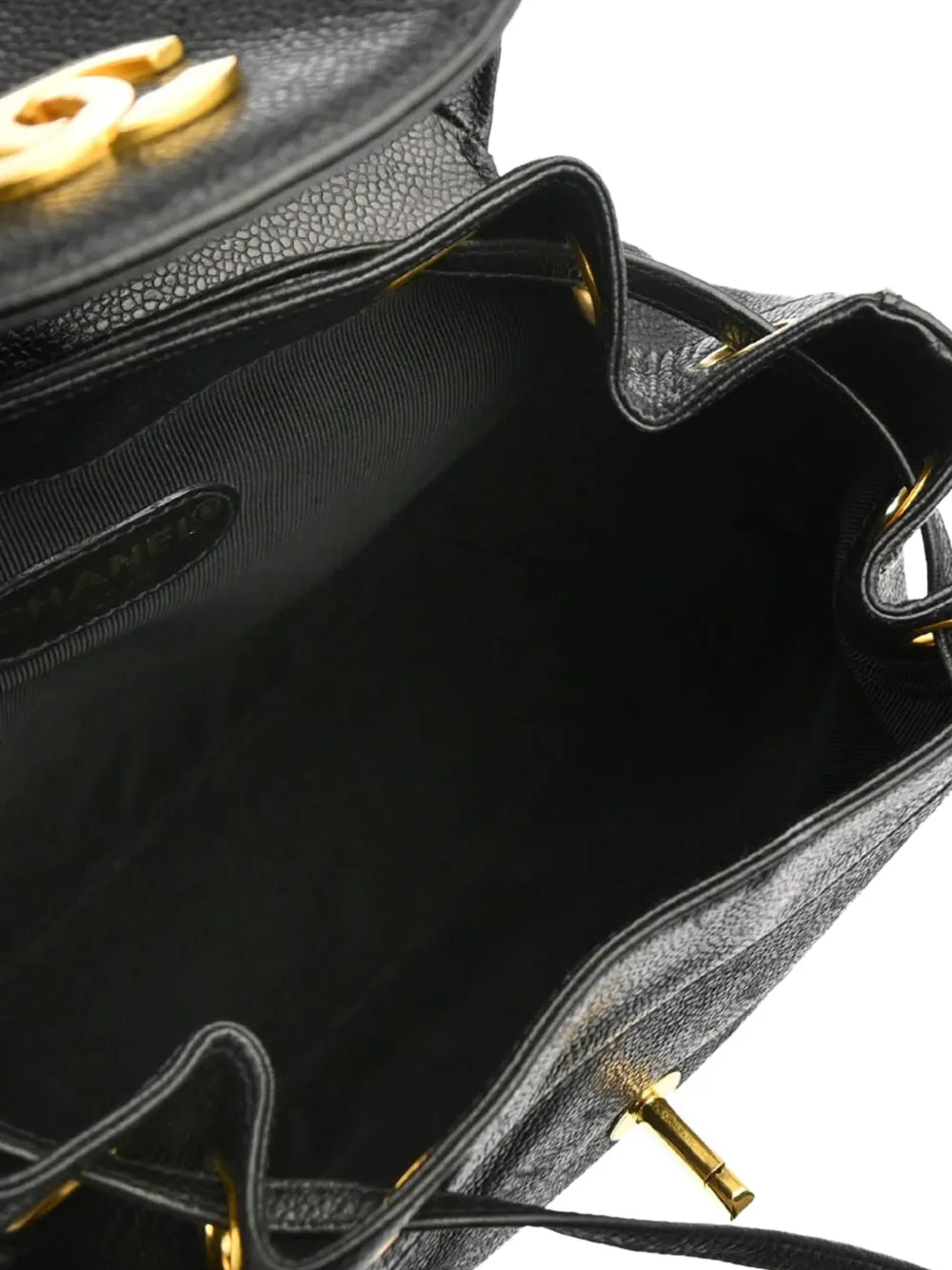 Pre-owned Chanel 1997 Triple Cc Backpack In Black