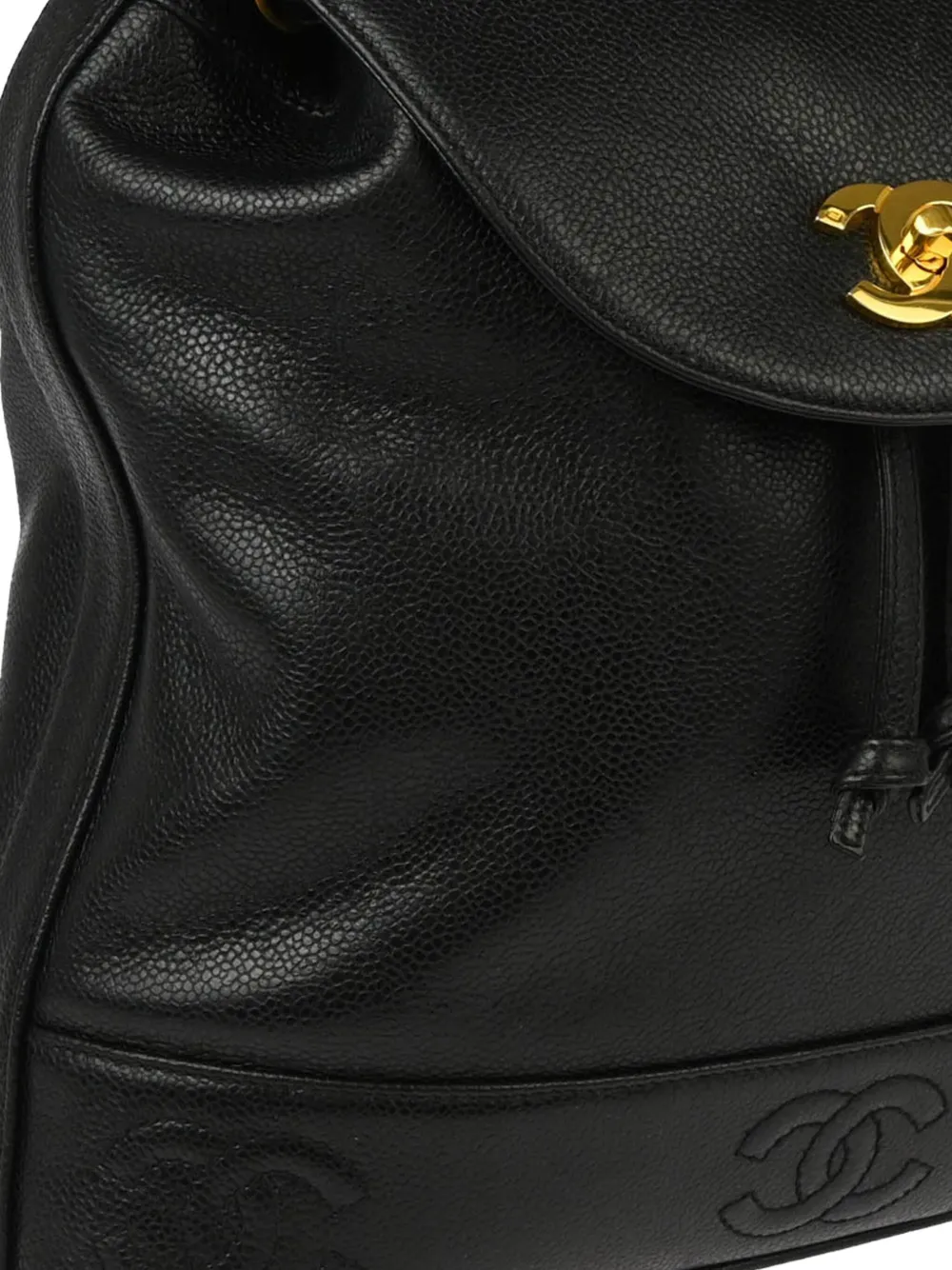 Pre-owned Chanel 1997 Triple Cc Backpack In Black