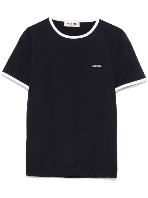 Miu Miu logo-patch T-shirt