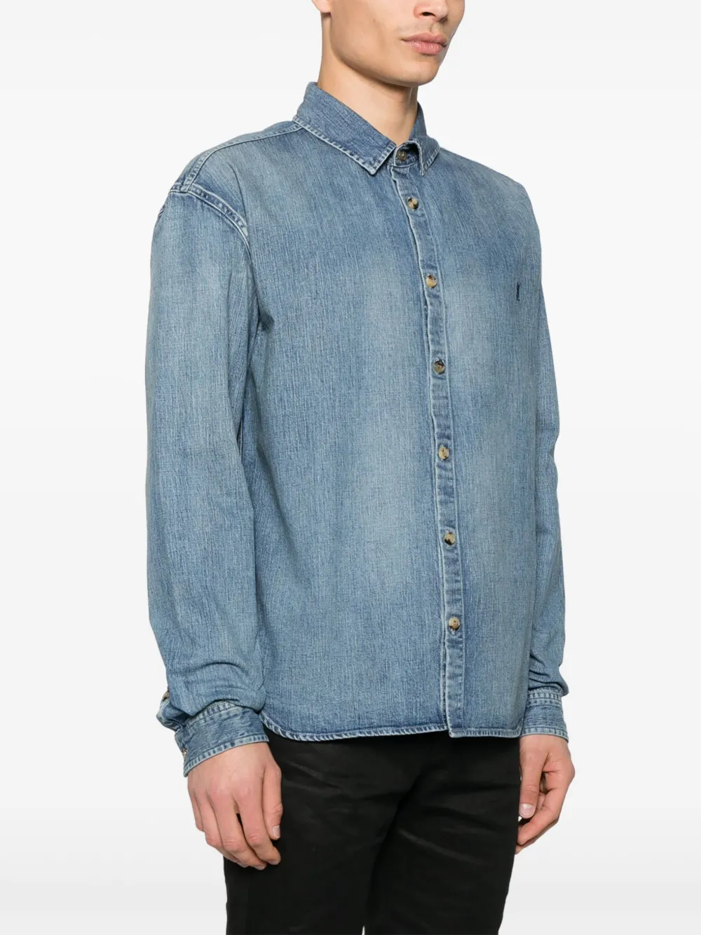 Saint Laurent Cassandre denim overhemd Blauw