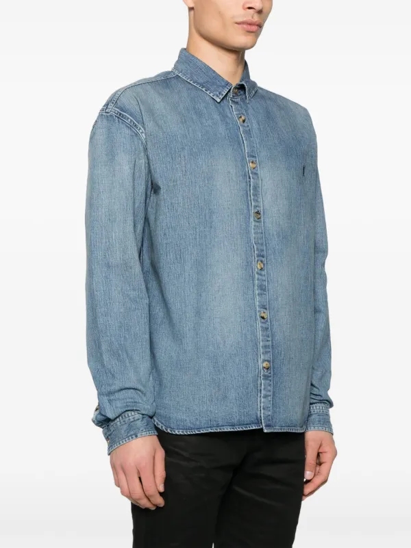 ☆Saint Laurent☆Cassandre デニムシャツ 正規品 Saint Laurent Cassandre Denim Shirt | Blue | FARFETCH