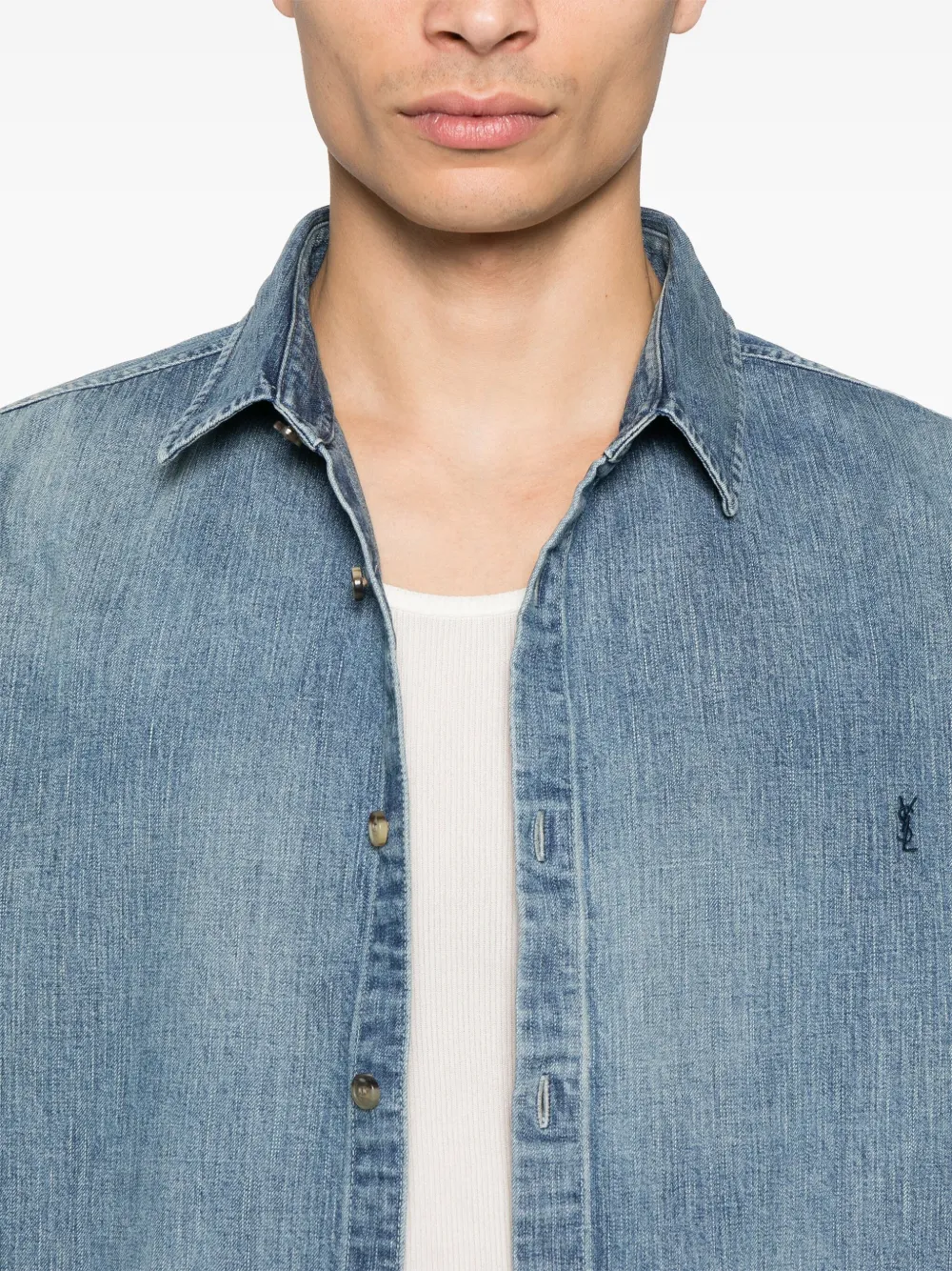 Saint Laurent Cassandre denim overhemd Blauw