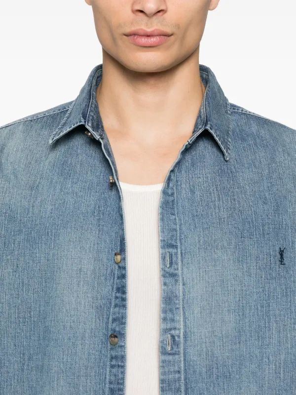 Saint Laurent Cassandre Denim Shirt | Blue | FARFETCH Saint Laurent Cassandre Denim Shirt | Blue | FARFETCH
