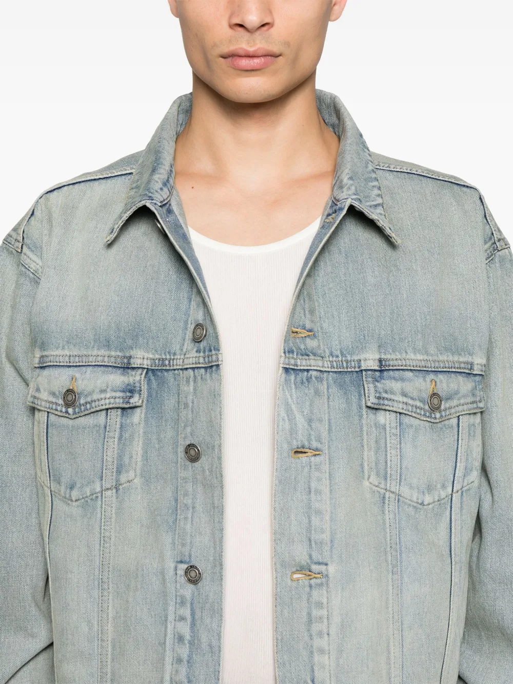 Saint Laurent Denim trucker jack Blauw