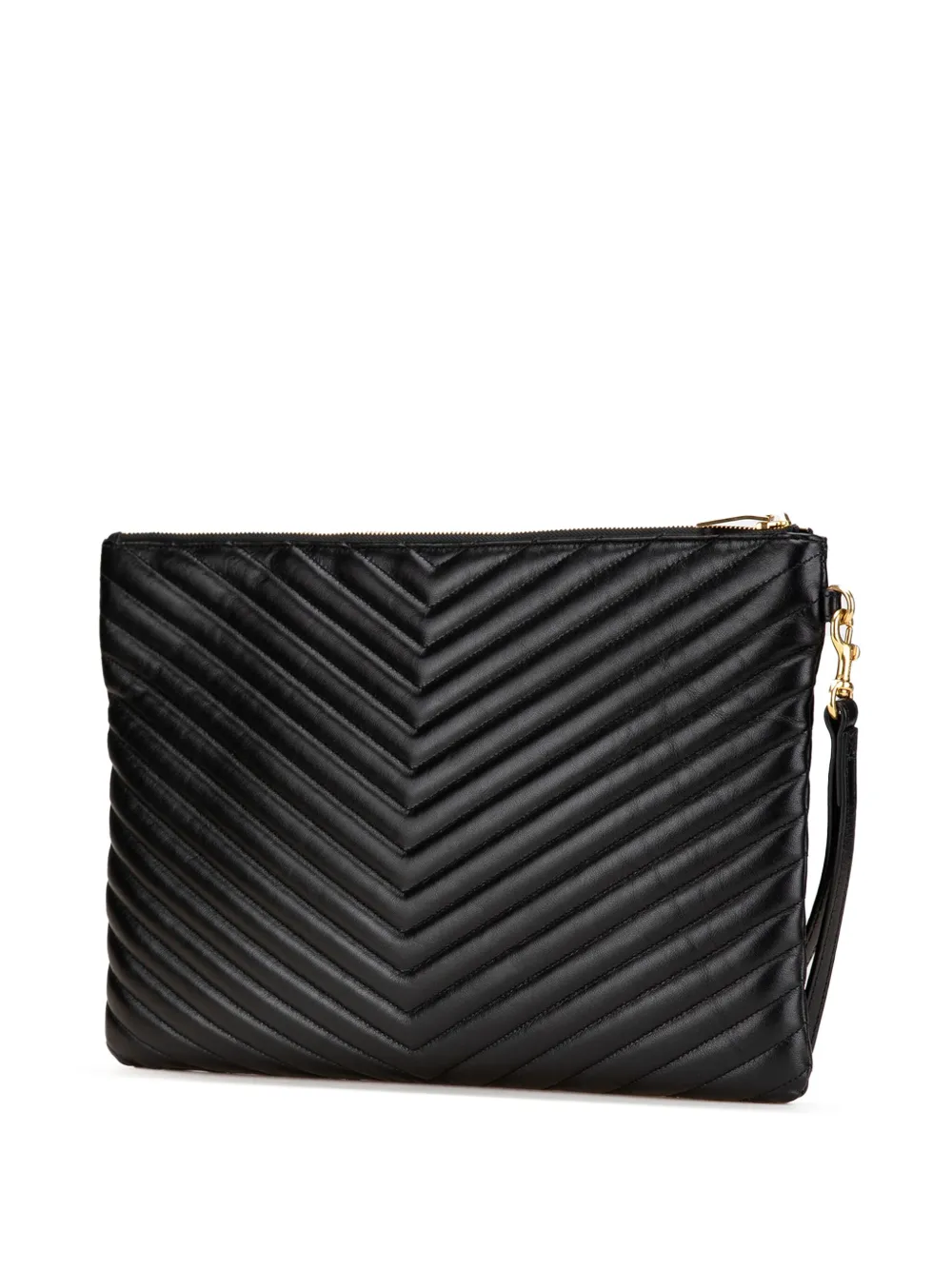 Saint Laurent Pre-Owned 2017 Monogram Document Holder Clutch met chevron streep - Zwart