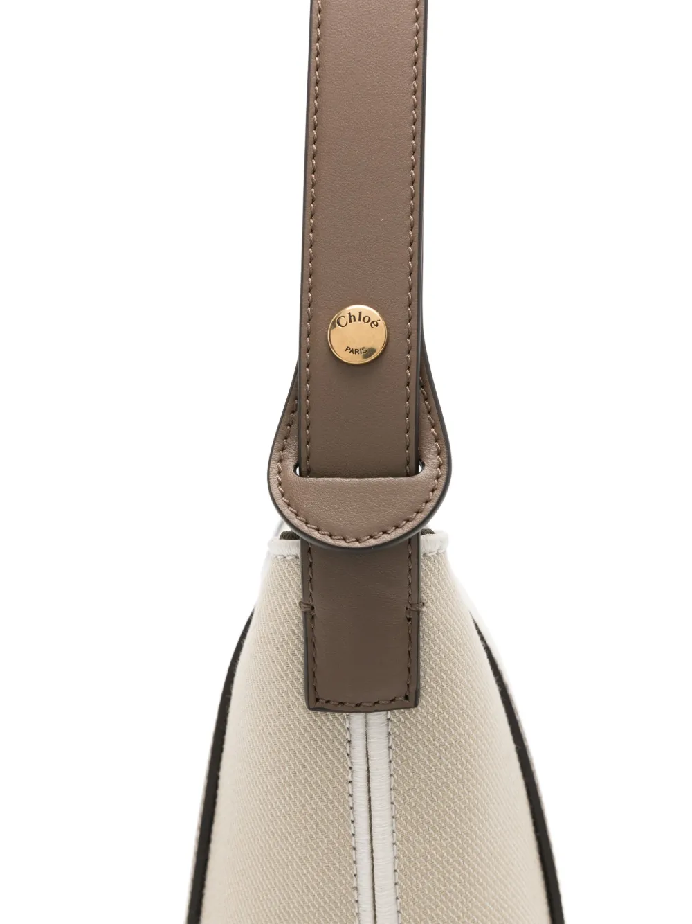 Chloé Monogram Jacquard Shoulder Bag With Leather Trim In Nude