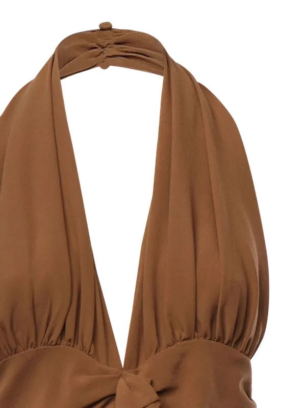 Saint Laurent Fully Draped Dress | Brown | FARFETCH