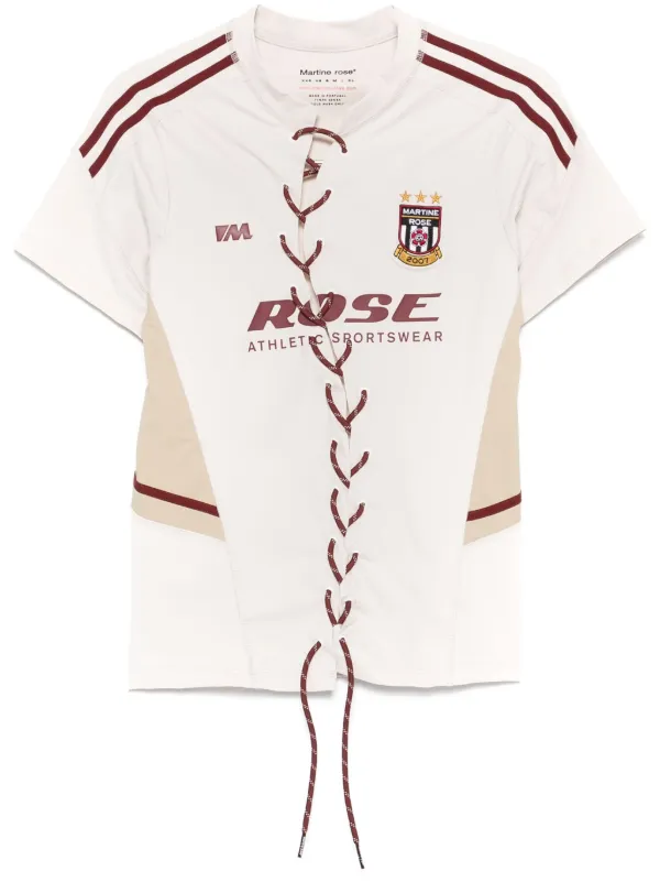 Martine Rose 24ss Tシャツ 24SS Stripe Martine Rose V-neck Mesh T Shirt Men Women High