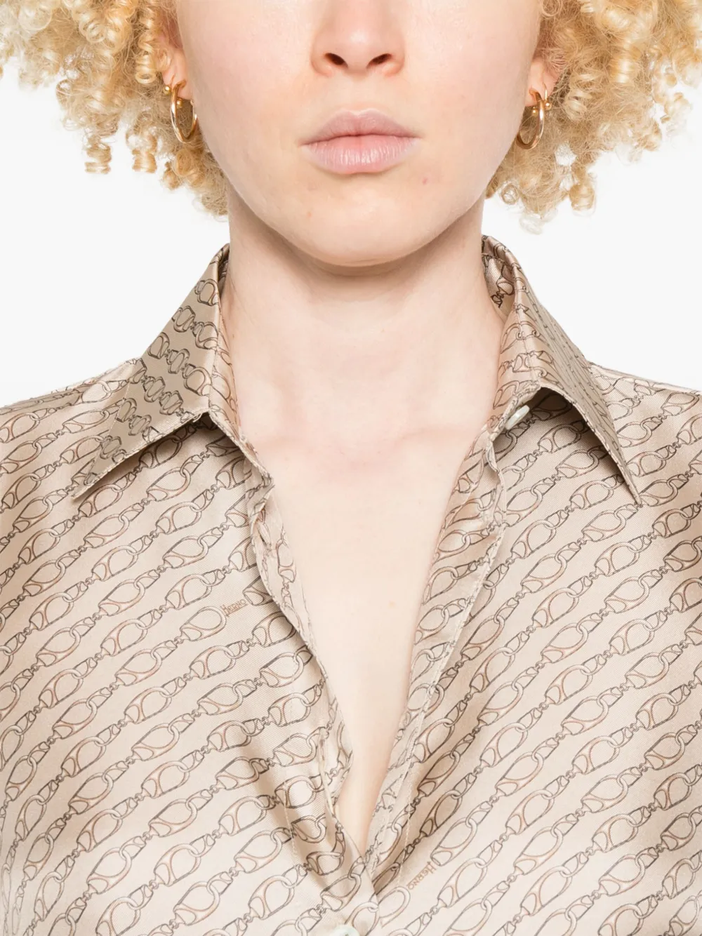 Herno Blouse met karabiner-print Beige