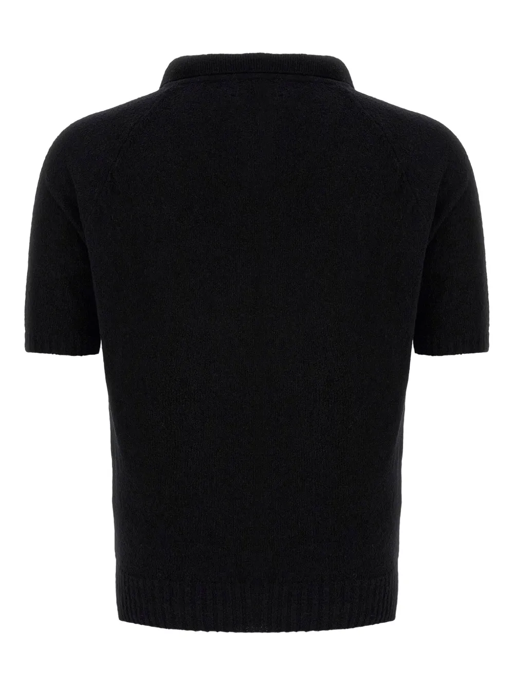 Ma'ry'ya Poloshirt met geribbelde afwerking - Zwart