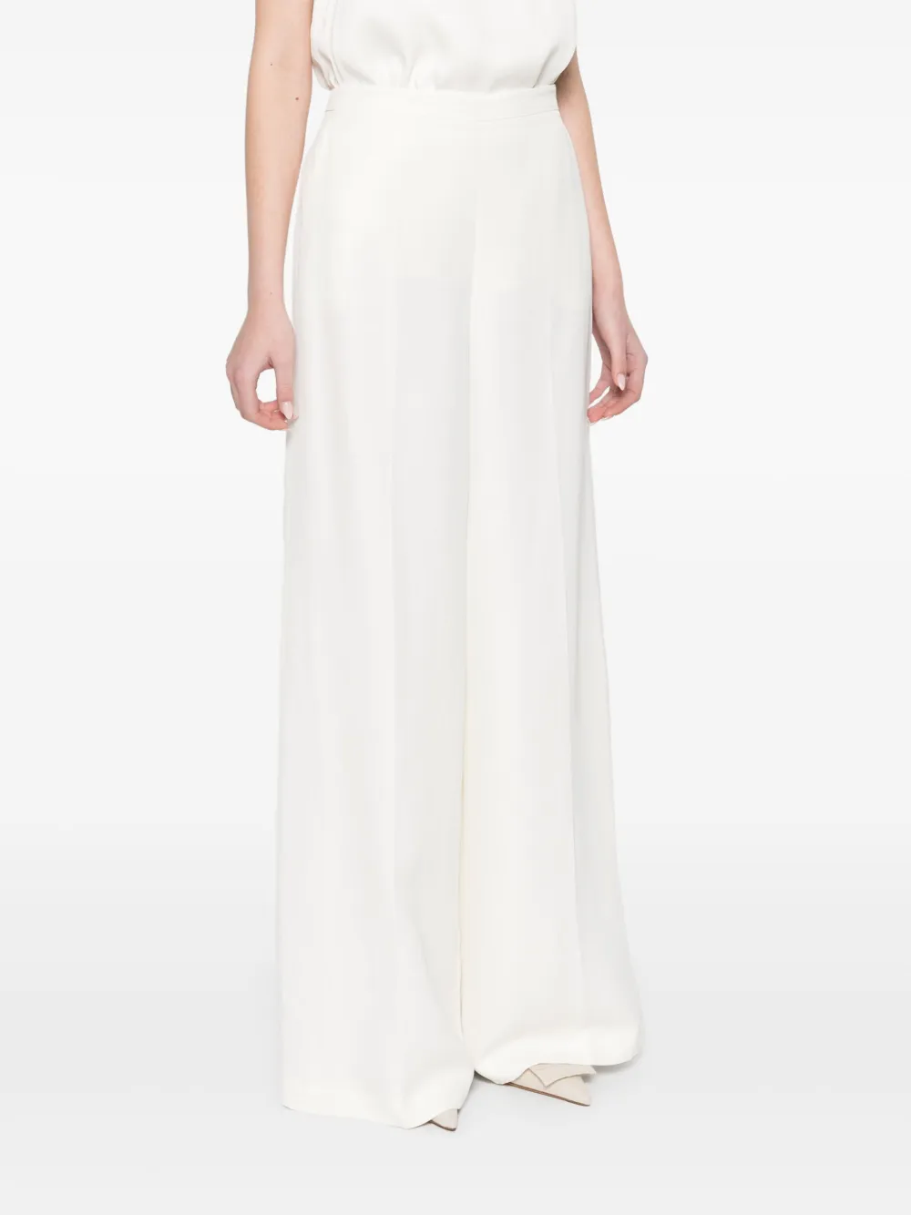 Shop Twinset Logo-plaque Palazzo Trousers In White