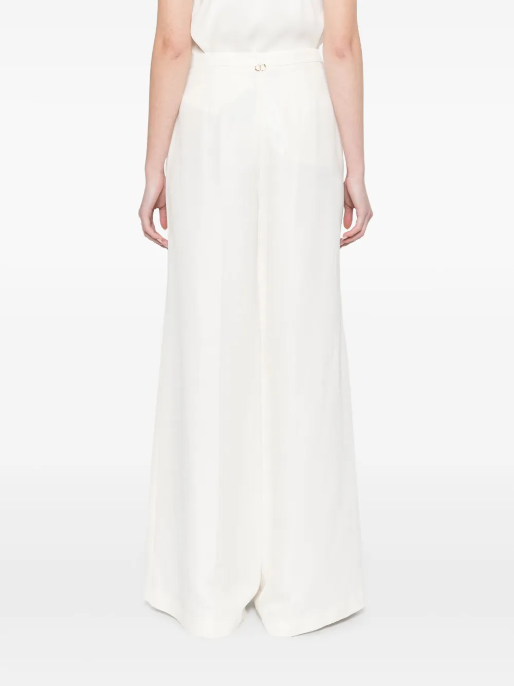 Shop Twinset Logo-plaque Palazzo Trousers In White