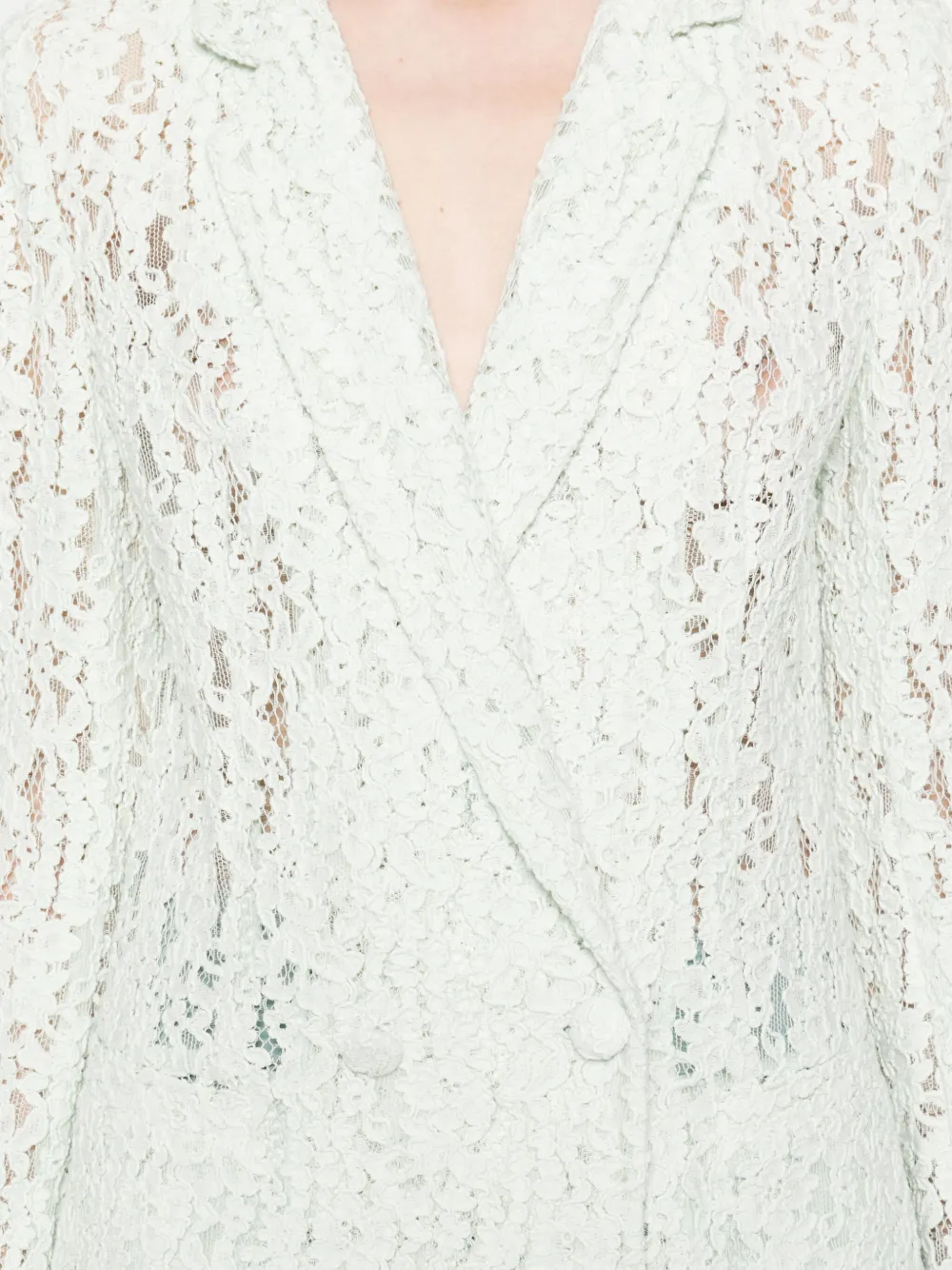 Shop Twinset Lace Blazer In Green