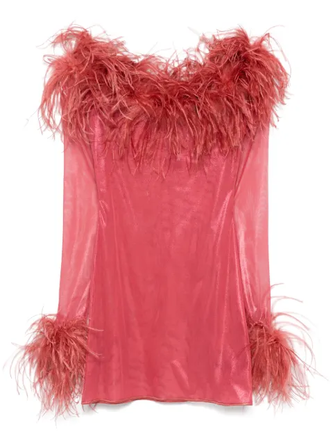 Oséree vestido corto con ribete de plumas
