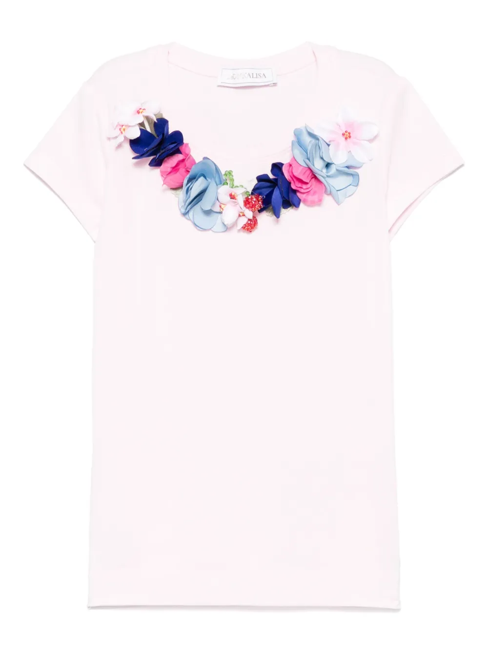 Monnalisa T-shirt met bloe patch Roze