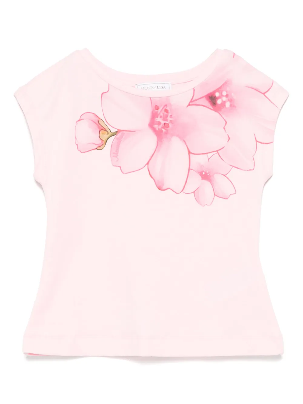 Monnalisa T-shirt met bloe print Roze