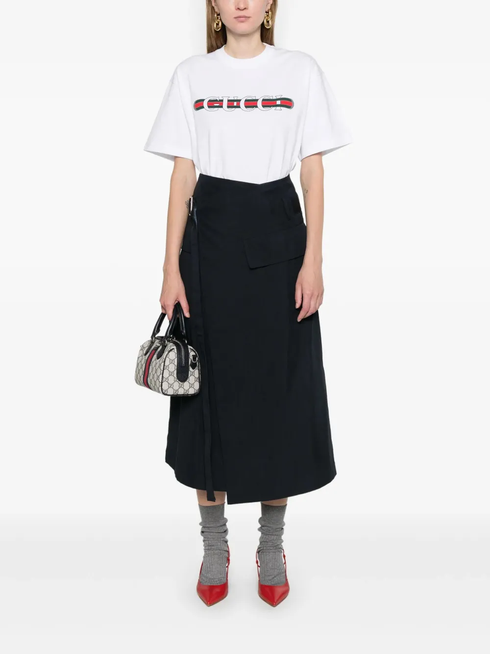 Gucci Katoenen T-shirt met logoprint Wit