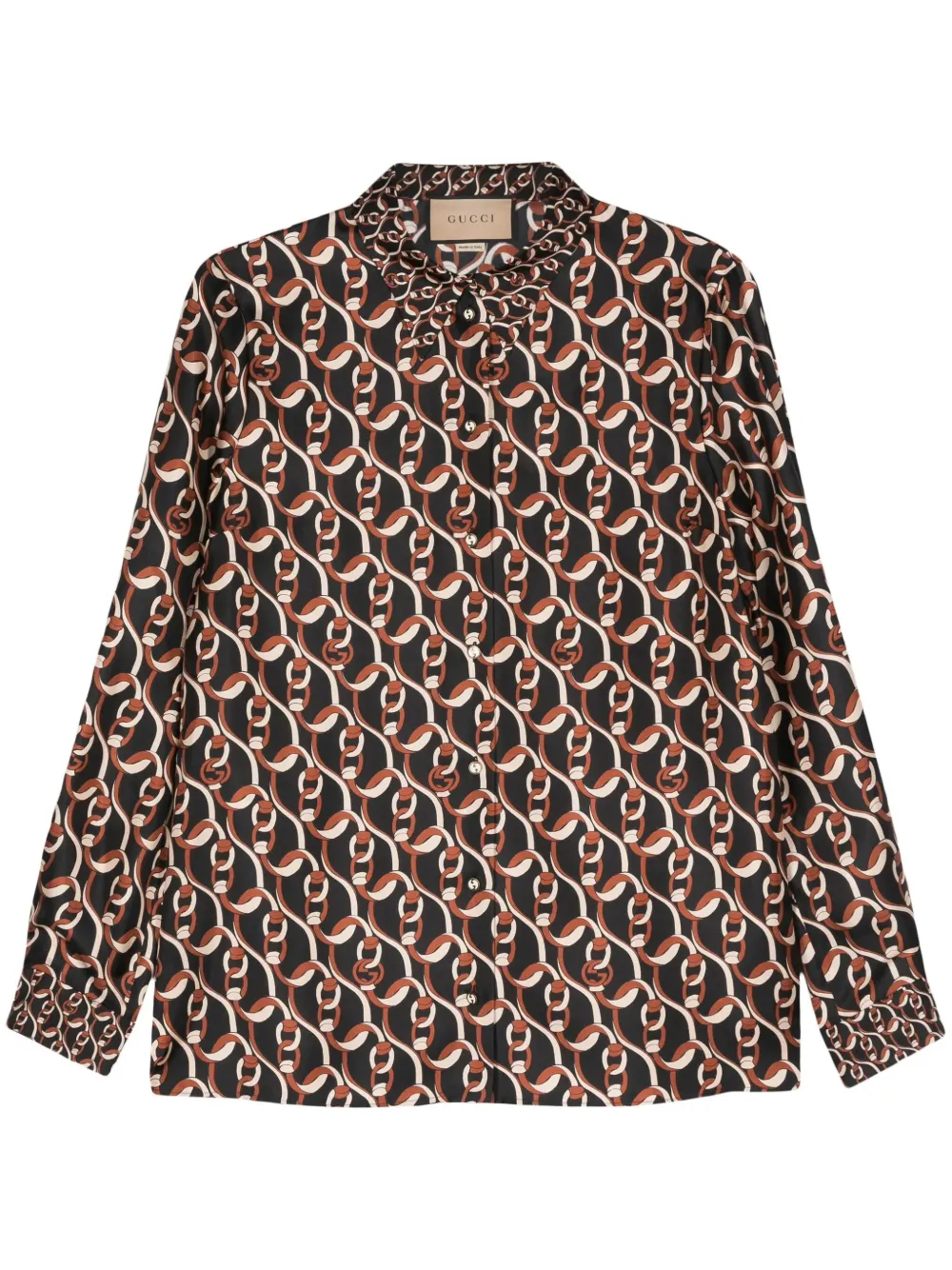 Gucci camisa de seda con Interlocking G | negro | Image 1