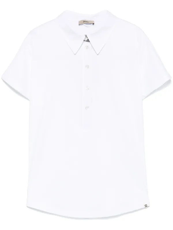 Herno Cotton Polo Top in White