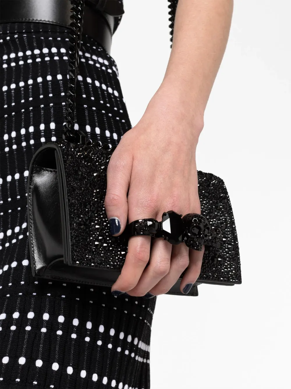 Alexander McQueen The Biker Jewelled kleine crossbodytas Zwart