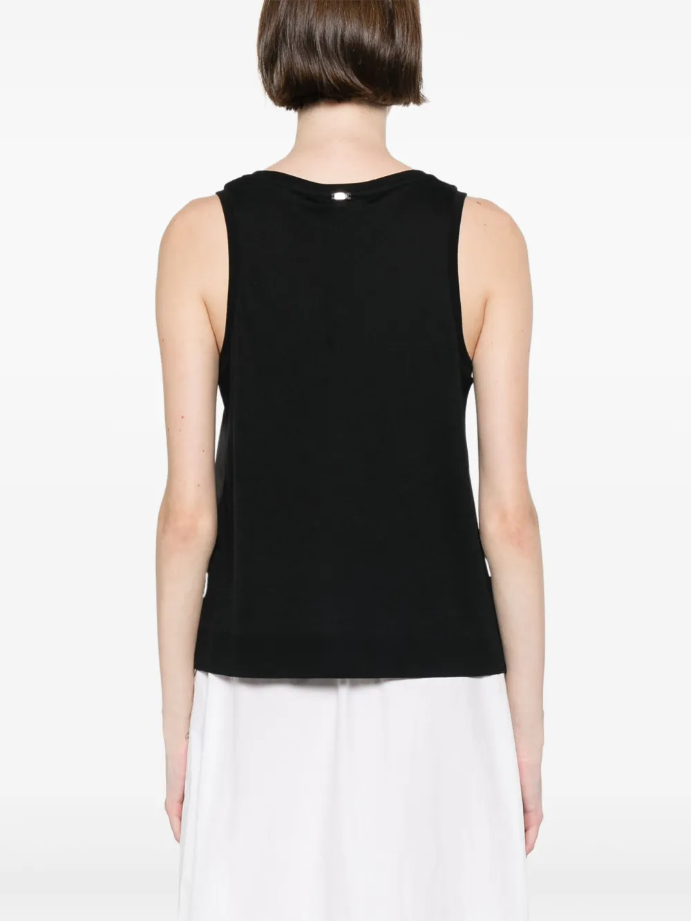 Herno Glam Knit Effect Satin Tank Top In Black