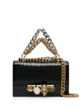 Alexander McQueen ring-hardware crocodile-effect shoulder bag - Black