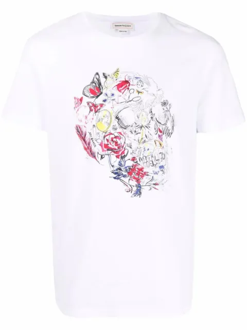 Alexander McQueen playera con estampado Doodle Skull
