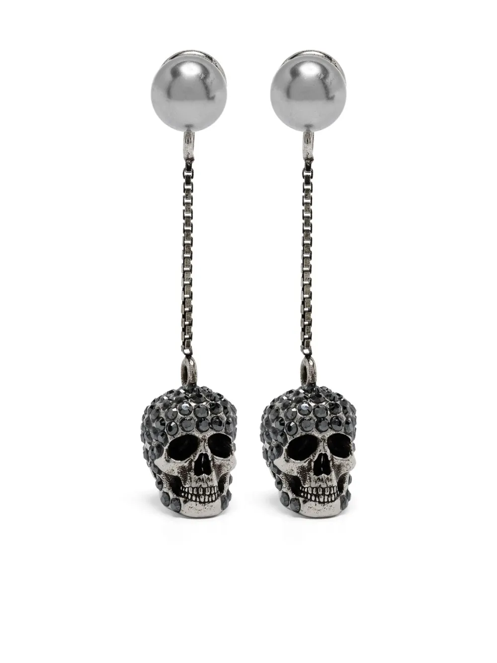 Alexander McQueen aretes largos Pave Skull | plateado | Image 1