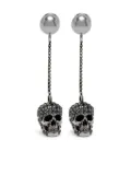 Alexander McQueen Pave Skull drop earrings - Silver