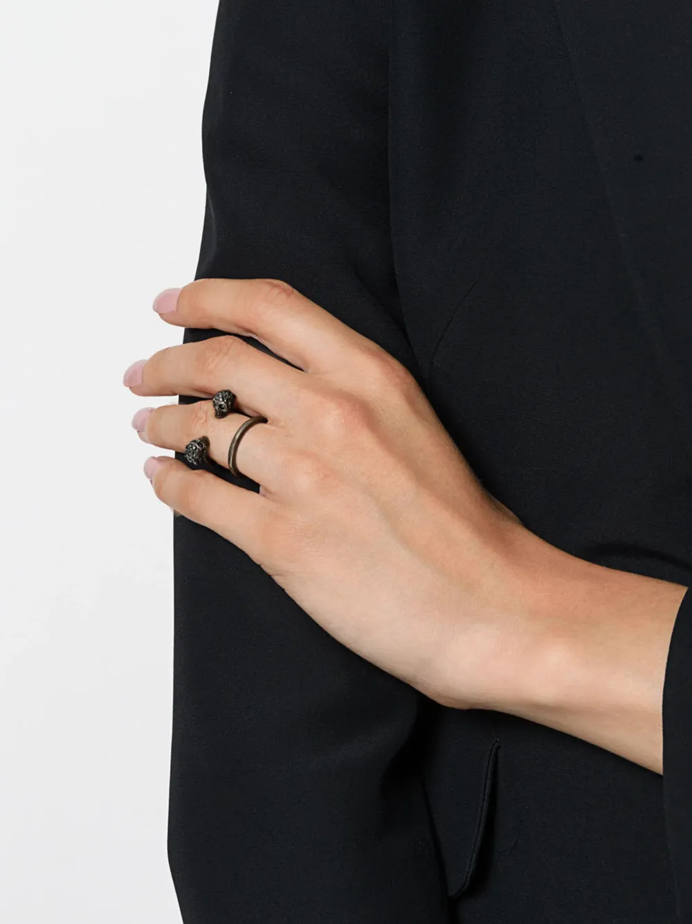 Alexander McQueen skull cuff ring - Metallic