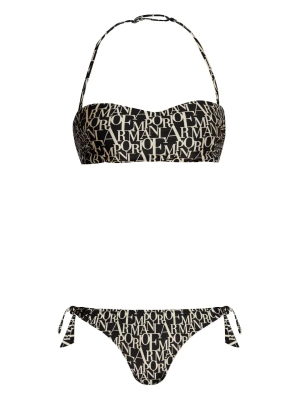 ★EMPORIO ARMANI★ Women's Logo Print Bikini Set Black 08251 Emporio Armani logo-print Bikini | Black | FARFETCH GR