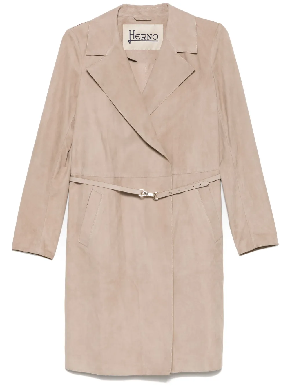 Herno manteau mi-long en daim | tons neutres | Image 1