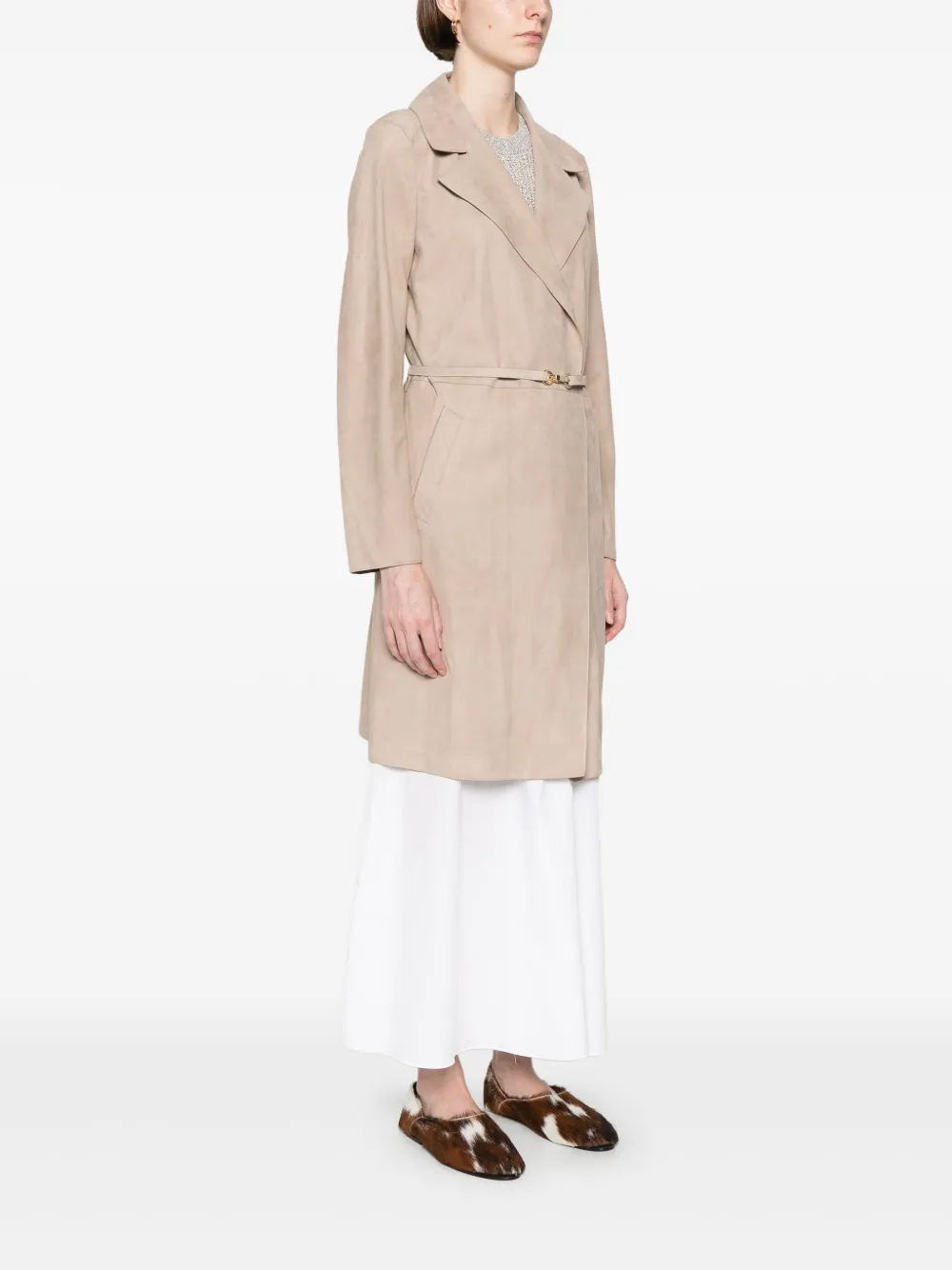 Herno Suede Coat In Neutrals