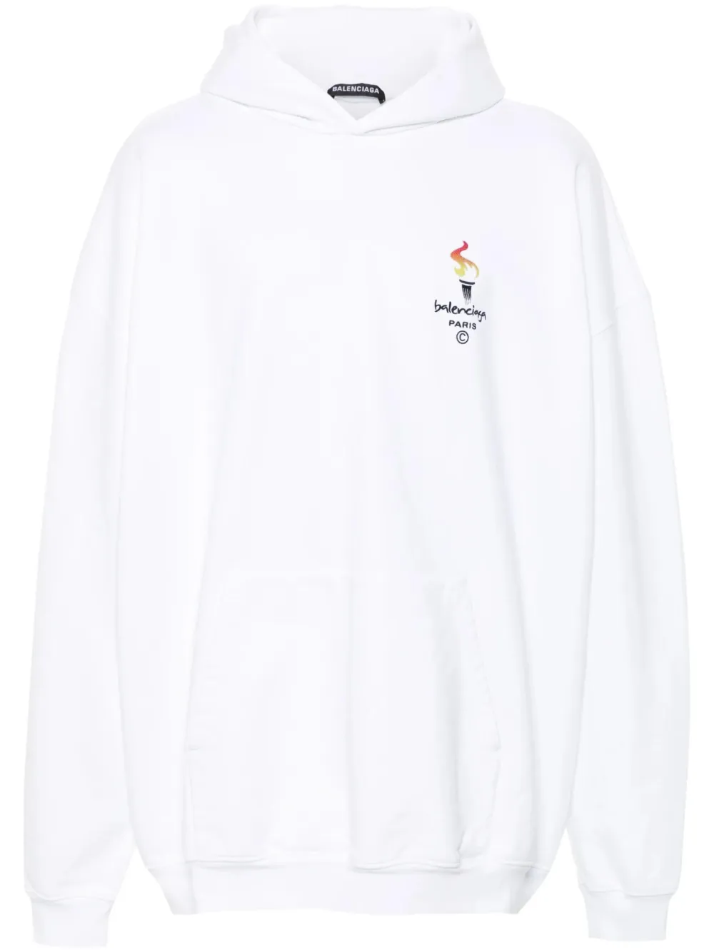 Balenciaga Hoodie mit Logo-Stickerei - Weiß
